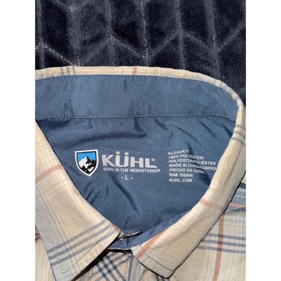 Kuhl Shirt Mens Blue Plaid Eluxur Short Sleeve Pearl Snap Outdoors Logo Sz L‎ - Picture 4 of 7